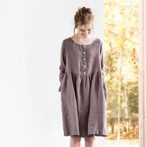 notperfectlinen Mama Dress NWOT in caffe mocha / purple